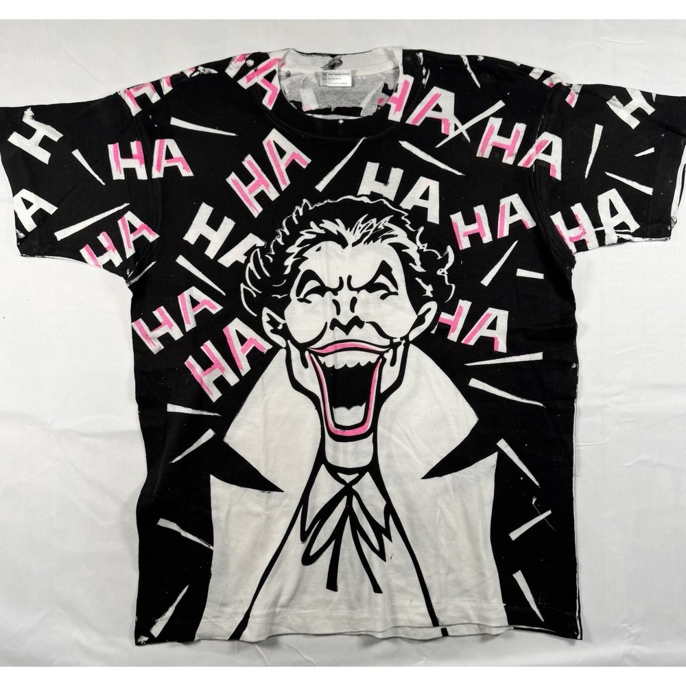 Vintage 90s Joker HA HA AOP T-Shirt Rags 72 Batman DC Comics All Over Print L